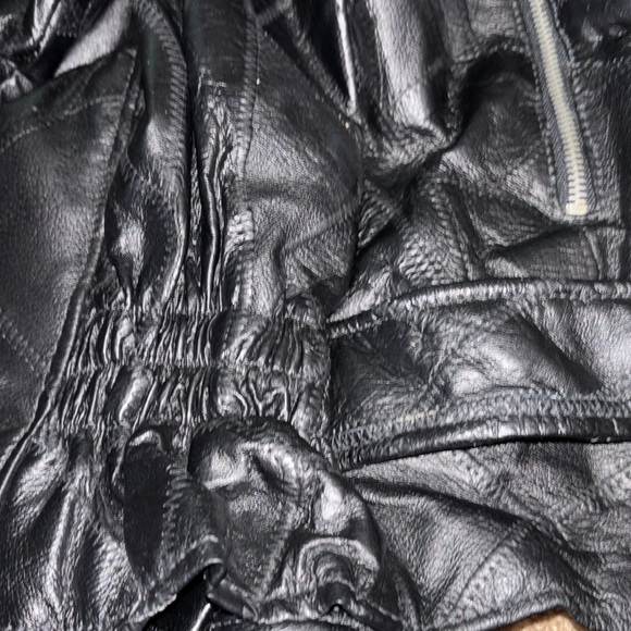 Vintage 90's Flight Path Black Leather Jacket Moto Biker Patchwork Size M - Picture 6 of 12